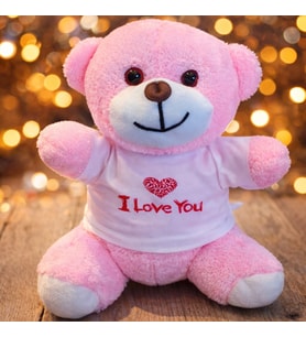 I Love You Tişörtlü Pembe Peluş Ayıcık