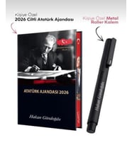 Kişiye Özel 2026 Atatürk Ciltli Ajanda ve Metal Roller Kalem