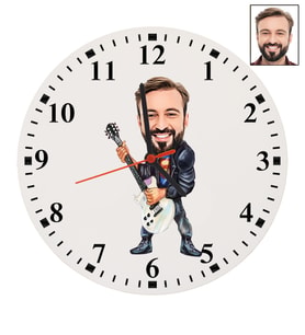 Kişiye Özel Gitarist Tasarımlı Karikatür Duvar Saati 91