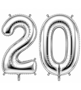 20 Rakam Folyo Balon Gümüş Rengi (76 cm)