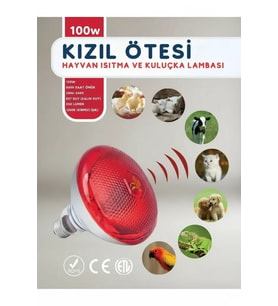 100w Kızılötesi (infrared) Isıtıcılı Hayvan Isıtma Ve Kuluçka Lambası (kırmızı Işık) E27 (kalın Duy)