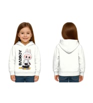 Unisex Baskılı Çocuk Swaetshirt Labubu Baskılı Kapüşonlu 3 İplik Şardonlu (Beyaz)