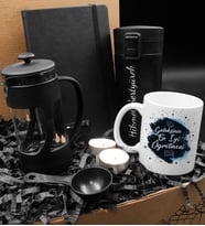 Öğretmenler Gününe Özel 400 ML Otomatik Basmalı Çelik Termos & French Press & Kişiye Özel Plakalı Defter & Tasarım Kupa & İkili Mum