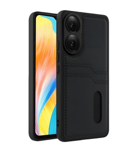 Oppo A38 Sara Kartvizitli Deri Kılıf - Siyah