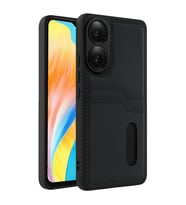 Oppo A38 Sara Kartvizitli Deri Kılıf - Siyah