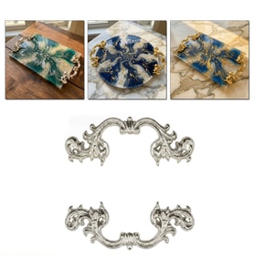 Tahtakale Toptancı Barok Desenli Vintage Stil Lüks Tepsi ve Sunum Kulpu 9 CM (2 Adet)  Gümüş