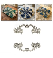 Tahtakale Toptancı Barok Desenli Vintage Stil Lüks Tepsi ve Sunum Kulpu 9 CM (2 Adet)  Gümüş