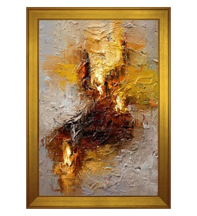 Soyut Şekiller Motifli Kanvas Tablo 50 x 70 cm Gold Çerçeve