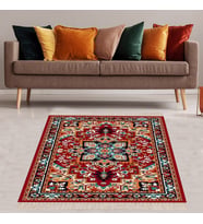Kilim Desenli Renkli Dijital Baskı Yıkanabilir Kaymaz Taban Leke Tutmaz Etnik Şark Halısı ve Yolluk (Çok Renkli)