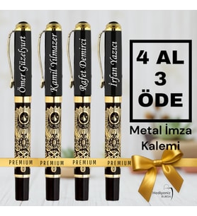 Öğretmenler Gününe Özel Osmanlı Temalı Metal Roller İmza Kalemi - 4 AL 3 ÖDE - İsme Özel Tasarım