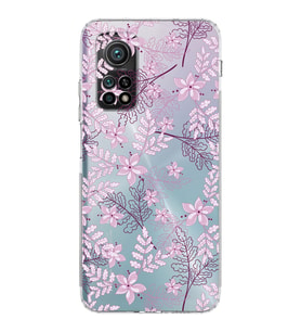Xiaomi Mi 10T  Kamera Korumalı Kapak Floral Pudra Tasarımlı Şeffaf  Kılıf