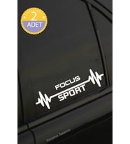 Ford Focus Nabız Kalp Atışı Ritim Focus Araç Uyumlu Oto Sticker 2 Adet Beyaz 20*7CM