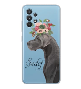 Samsung Çiçekli Köpek Tasarımlı Şeffaf Telefon Kılıfı