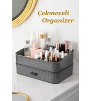 Pratik Çekmeceli Takı ve Makyaj Organizeri, Antrasit Renkli