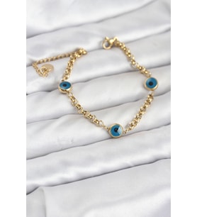 Çelik Nazar Model Gold Renk Kadın Bileklik - Tj-Bb8167