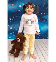 Pia Baby Premium %100 Pamuk İsme Özel Çocuk Pijama Takımı 1-8 Yaş 5054-14 (Sarı)