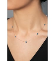 Kadın Rose Kaplama Nazarlı 925 Ayar Gümüş Kolye