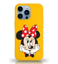 Apple iPhone 13 Pro Max  Lansman Kılıf Minnie Mouse Tasarımlı Altı Kapalı İçi Kadife Kaplı  Kapak (Şeffaf)