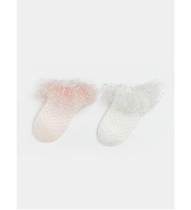 LCW baby Pembe Fırfırlı Kız Bebek Patik Çorap 2'li