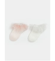 LCW baby Pembe Fırfırlı Kız Bebek Patik Çorap 2'li
