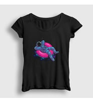 Presmono Kadın Siyah Pool Astronaut Space Astronot Uzay T-Shirt 283751tt