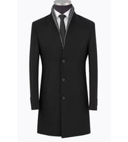 Plus Scorpion Erkek Uzun Kaşe Kaban – İtalyan Kesim Slim Fit Şık Model (Siyah)