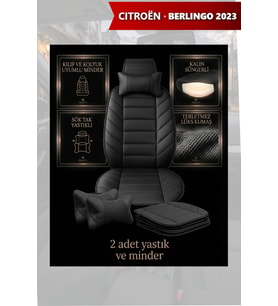 citron berlingo 2023 Koltuk ve Kılıf uyumlu Siyah Minder Yastık Lüks 2 Minder 2 Yastık