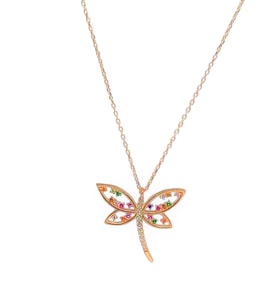 925 Ayar Gümüş Mix Taşlı Rose Gold Kaplama Yusufçuk Kolye