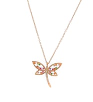 925 Ayar Gümüş Mix Taşlı Rose Gold Kaplama Yusufçuk Kolye