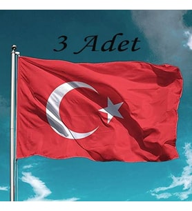 Türk Bayrağı 3 Adet Raşel Türk Bayrağı 70x105
