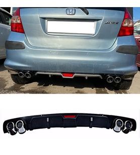 Honda Jazz Siyah Difüzör 4 Krom Egzoz Görünümlü Difizör Arka Ek Body Kit