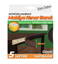 Kendinden Yapışkanlı Masa,Raf,Dolap,Tezgah,Mobilya Kenar Bandı 18mmX5 Metre-Koyu Kahve