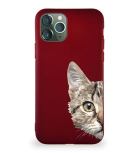 Apple iPhone 11 Pro Soft Premier Kapak Catface Tasarımlı Silikon Kılıf - Mürdüm (Şeffaf)