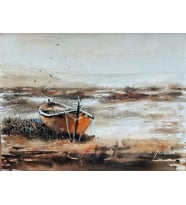 %100 El Emeği Manyas Manzaralı Suluboya Resim 41x31 cm Çerçevesiz