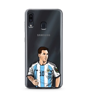 Samsung Galaxy A20/A30 Uyumlu Lionel Messi Desenli Şeffaf Telefon Kılıfı