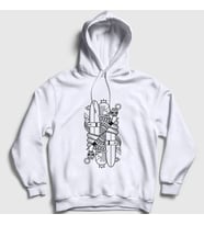 Presmono Unisex Beyaz Surfer Kings Kral Kapüşonlu Sweatshirt 289090tt
