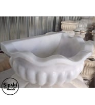 Sipahi Marble Beyaz Mermer Fırfırlı Kavun Dilimli D Model Kurna
