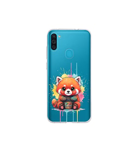 Samsung Galaxy M11 ile Uyumlu Splash Tilki Tasarımlı Şeffaf Silikon Kılıf