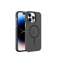 Apple iPhone 14 Pro Uyumlu Kılıf Zore M-safe Şarj Özellikli Buzlu Transparan C-Pro Sert Kapak (Siyah)