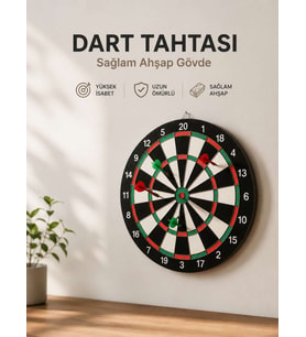 Evde, Ofiste ve Oyun Alanlarında Kullanıma Uygun Sağlam Ahşap Gövdeli Dart Tahtası