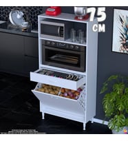 Eliusta Vela 75 cm Fırın Dolabı Açık 2 Raflı 2 Göz Sepetli Çok Amaçlı Mutfak Kiler Banyo Dolabı 75x163x32 cm