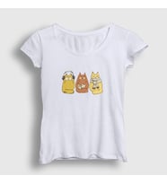 Presmono Kadın Beyaz Cat Brothers Kedi T-Shirt 287679tt (Beyaz)