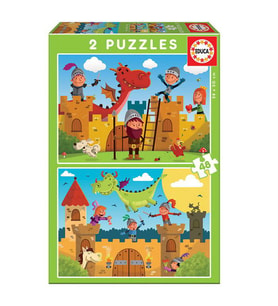 Educa Puzzle 2X48 Parça Dragons and Knights 17151