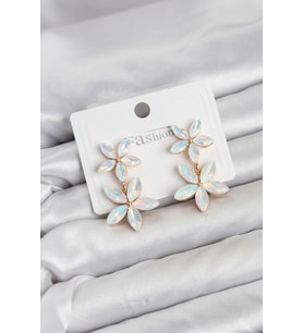 Beyaz Renk Kristal Çiçek Küpe TJ-BKP11909