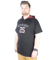 Mode XL Büyük Beden Tshirt Kapşonlu Sky is Limit 22118 Siyah