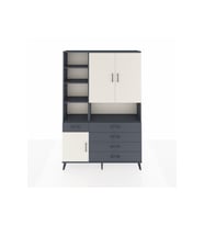 Arges Dolap 8 Raflı 5 Çekmeceli 3 Kapaklı 132x30x195 Antrasit-Aytaşı/Antrasit
