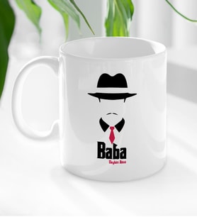 BK Gift Kişiye Özel Babalar Günü Hediyesi Baba Godfather Tasarımlı Kupa Bardak-11 (Beyaz)