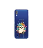 Samsung Galaxy M10 ile Uyumlu Splash Kirpi Tasarımlı Şeffaf Silikon Kılıf