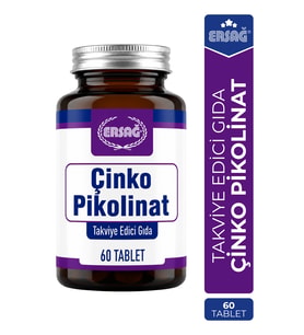 ERSAĞ Çinko Pikolinat 60 Tablet Takviye Edici Gıda