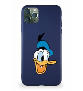 Apple iPhone 11 Pro Max Soft Premier Kapak Donald Duck-A Tasarımlı Silikon Kılıf - Lacivert (Şeffaf)